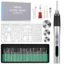 URPiRE [Upgrade 2-Way Rotary] Electric Engraving Pen with 37 Bits, Cordless Engraver Pen USB Rechargeable, Portable DIY Rotary Engraver Machine for Jewelry Wood Glass Stone Carving (Silver)