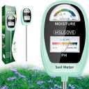 HSLGOVE Soil Test Kit, 2-in-1 Soil Moisture Meter/Soil PH Meter, Dual Screen Soil Tester, Soil Moisture Meter for Plants Watering/Gardening for Lawn,Farm Indoor&Outdoor Use-Tea Green