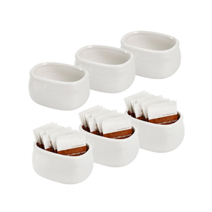 Dicunoy Set of 6 Sugar Packet Holder, Ceramic Sugar Caddy for Sweetener, Classic Restaurant White Tea Bag Organizer Bowl Storage Dish for Coffee Bar, Home