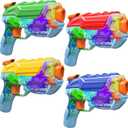 4 Pack Water Gun for Kids Adults, Watercolor Squirt Gun with Trigger, Long Range Water Pistol, Super Water Blaster Soaker Gun for Summer Outdoor Pool/Beach/Yard/Party Play
