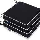 MIULEE 17 x 16 x 2 Outdoor Chair Cushions,Waterproof Seat Cushions with Adjustable Straps,Set of 2 Patio Chair Cushions for Patio Furniture Garden,Black