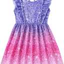 Goodstoworld Toddler Girl Dress for Kids Summer Beach Ruffle Tie Back Dresses for 2-8T (4-5T, A1-glitter 01)