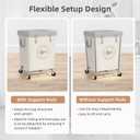 STORAGE MANIAC Commercial Laundry Hamper with Heavy Duty Steel Frame, 160 L Industrial Laundry Basket Cart with Wheels for Hotel, Home, Laundry Room, 18''L x 18''W x 31''H (Medium,  Beige)