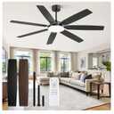 24 Inch Large Ceiling Fans with Lights and Remote, Black Modern Ceiling Fan with 3CCT LED Light, Quiet DC Motor,Indoor/Outdoor Ceiling Fan with 7 Dual Finish Blades for Living Room, Patio