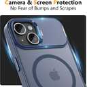 YFEMLAZ for iPhone 15 Case(Built-in Invisible Kickstand) Heavy Duty MagneticCompatible with MagSafe Military-Grade Drop Protection,Translucent Matte for iPhone 15 Case 6.1",Blue