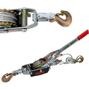 Come Along Winch 11000 lbs, Heavy Duty Hand Winch Cable with Dual Gears, 12.14ft Steel Cable, 3 Hooks, Automotive Hoist Cable Puller for Recovery Gear, Vehicle, Fence, 5T/11000 lbs