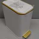 Cesun Small Bathroom Trash Can with Lid Soft Close, 5 Liter/1.3 Gallon Stainless Steel Garbage Can with Removable Inner Bucket, Step Pedal, Slim Waste Basket for Toilet, Office, Bedroom (White&Gold)