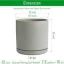 D'vine Dev 10 Inch Ceramic Planter Pot with Drainage Hole and Saucer, Indoor Cylinder Round Planter Pot, Grey, 94-O-E-3