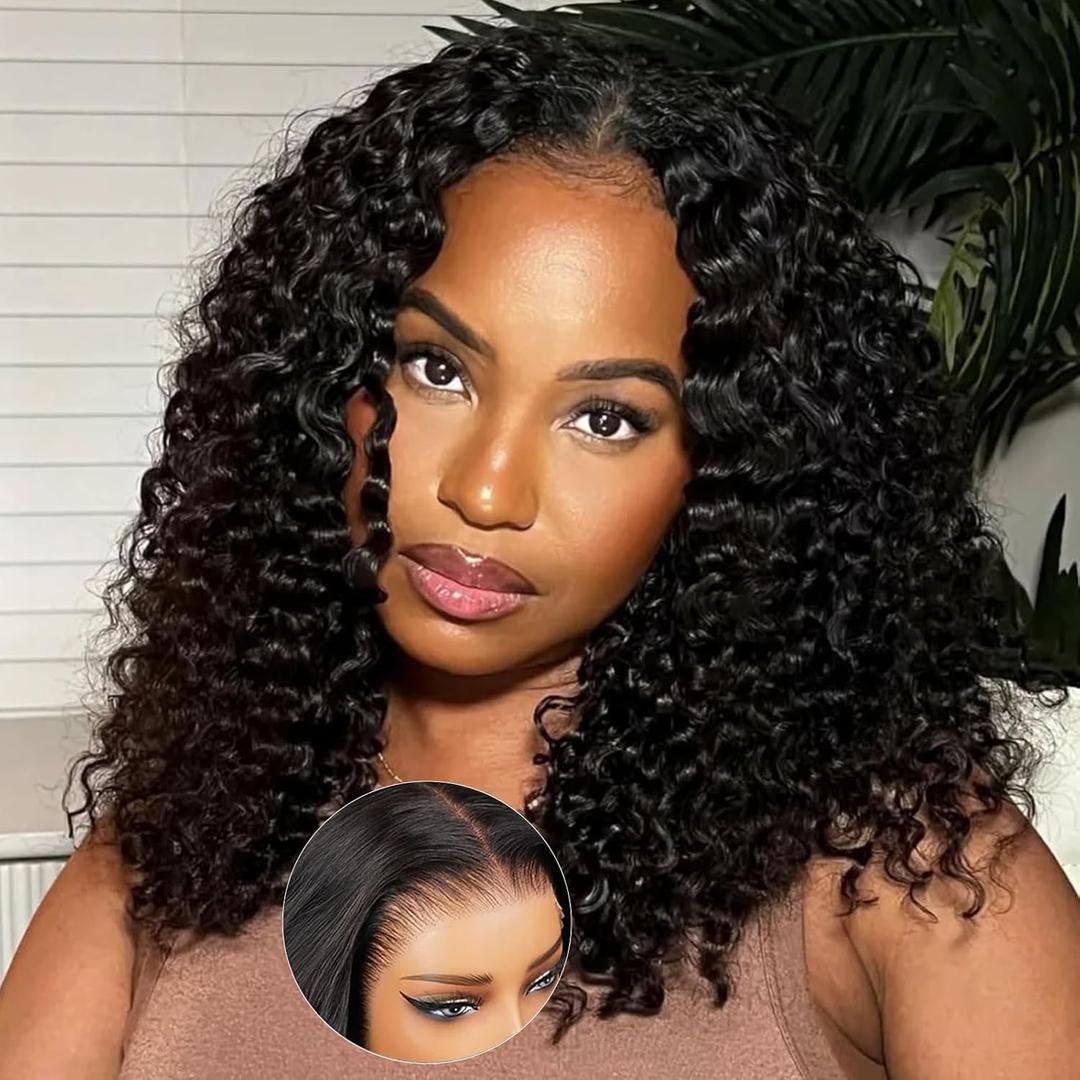 DOSAY 9x6 HD Lace Glueless Wigs Human Hiar Pre Plucked Pre Cut 180% Density Deep Wave Curly Lace Front Wig Human Hair Pre Plucked For Women Beginner Friendly 3 Second To Wear 20 Inch