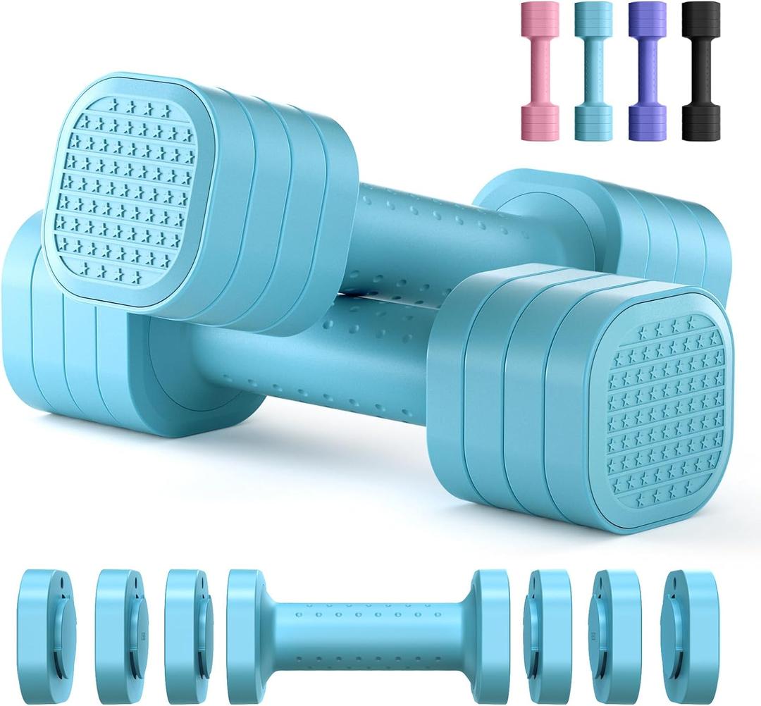 Zempox Adjustable Dumbbell Set, 4 in 1 Free Weight Dumbbell Set for Women, Hand Weight for Women at Home, Each 2lb 3lb 4lb 5lb with TPU Soft Rubber Handle for Home Gym Aquatic Fitness Equipment,Purple (Blue)