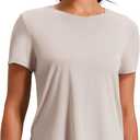 Ice Silk Women's Short Sleeve Workout Shirts Loose Fit Side Slits Athletic Tee Tops (Medium, Birch Heather)