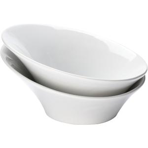 Bruntmor Ceramic Salad Bowls - Porcelain Serving Bowls - Angled Bowls Ceramic for Salad, Noodle, Pasta, Cereal, Soup - Kitchen Bowl, Ideal for Home and Restaurant - Set of 2 (8 Inch Set)