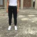 Boys Girls Joggers Cargo Pants with Zipper Pockets Elastic Waist School Casual Trousers (Black)