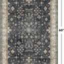Large 3x5 Entryway Rug Indoor - Washable Non-Slip Low Pile Ultra Soft Area Rug for Large Kitchen, Bedroom Bedside, Mudroom - Distressed Boho Modern Aesthetic Geometric Decor, Ashen/Multi
