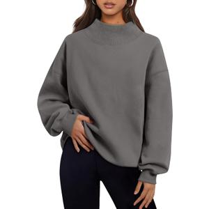 Trendy Queen Womens Oversized Sweatshirts Turtleneck Pullover Long Sleeve Hoodies Tops Fall Fashion Outfits 2025 Clothes (Medium, Darkgrey)