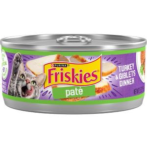 Purina Friskies Wet Cat Food Pate Turkey and Giblets Dinner - (Pack of 24) 5.5 oz. Cans (EXP 03/31/28)