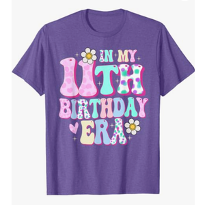 in My 11th Birthday Era Girl Gifts Eleven Bday 11 Year Old T-Shirt (Purple, XS)