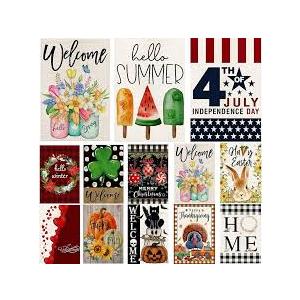 Seasonal Garden Flags for Outside, 12x18 Double Sided Yard Flags Outdoor Holiday Decor Set of 12 Small Burlap Welcome Garden Flags for All Seasons (Seasonal 02) Seasonal Garden Flags for Outside, 12x18 Double Sided Yard Flags Outdoor Holiday Decor Set of 12 Small Burlap Welcome Garden Flags for All Seasons (Seasonal 02)