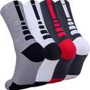Mens Thick Protective Sport Cushion Elite Basketball Compression Athletic Socks, 4 Pairs