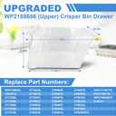 2 x [2 PACK]UPGRADED 2188656 (Upper) Refrigerator Crisper Bin & 2188664 (Lower) Fridge Crisper Drawer Replacement Compatible with Kenmore Whirlpool Refrigerator Drawers Parts with Humidity Control