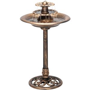 Alpine Corporation TEC106-BZ 35 Tall 3-Tier Pedestal Water Fountain with Birdbath in Vintage Outdoor Garden Fountain for Yard, Patio, Deck Decoration, Bronze