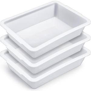 3 Pack Polypropylene Containment Tray 20 L x 14 W x 5 H Rectangular Lab Tray for Sterilizing and Drying Laboratory Supplies, Durable and Temperature Resistant Plastic