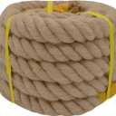 Twisted Manila Rope (1.5 Inch x 20 Feet) Natural Jute Thick Hemp Rope for Docks, Railings, Climbing, Landscaping, Decorating