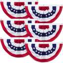 Outdoor Bunting Flags 6PCS 2x4 FT American Pleated Fan Flags,4th of July Patriotic Bunting,Outside Veteran's Day, Independence Day, Memorial Day Decorations, 250th Anniversary