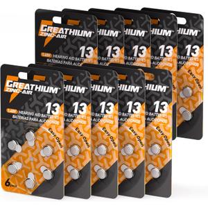 Hearing Aid Batteries Size 13, 60 Pack, Zinc Air 1.45v, Easy Open & Long Lasting
