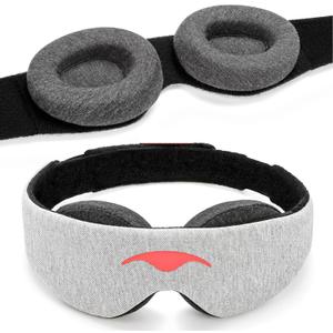 Manta Sleep Mask - 100% Light Blocking, Adjustable Sleeping Mask with Detachable Eye Cups, Ultra Comfortable for Women & Men, Zero Pressure on Lashes, Perfect for Travel/Shift Work (Gray)