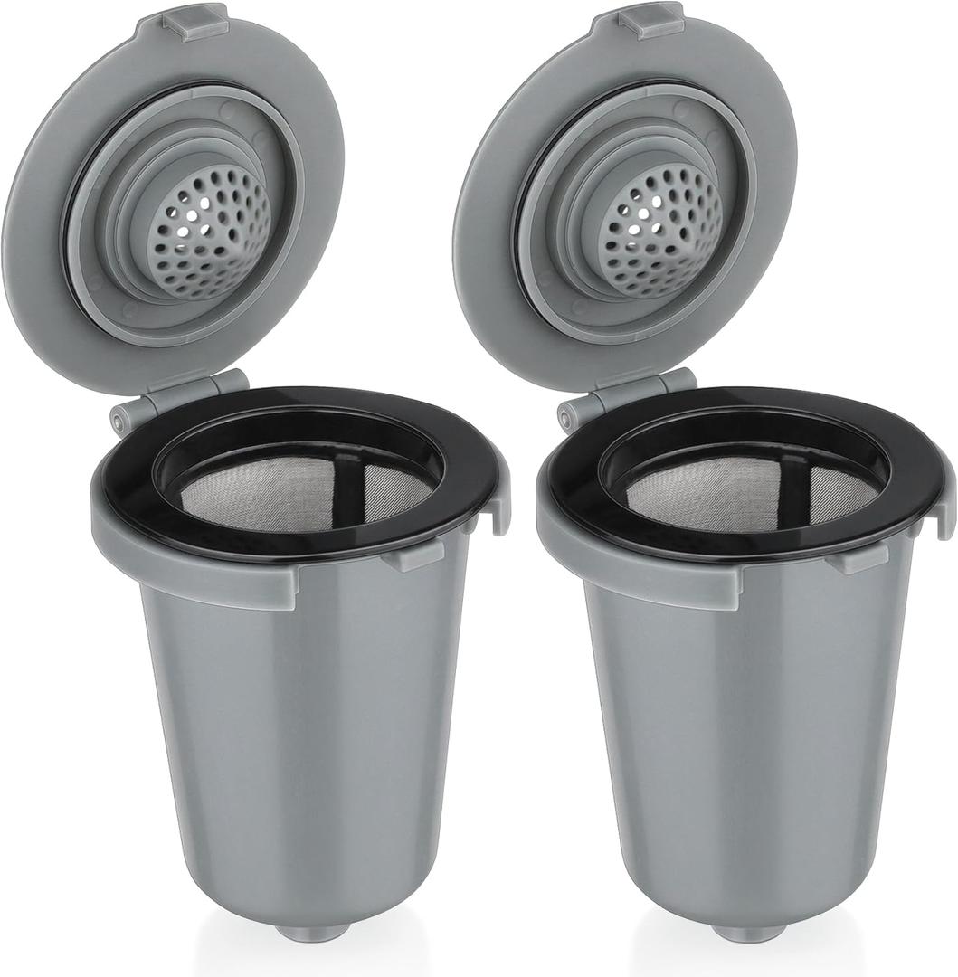Newly upgraded Reusable Filter Cup for Cuisinart, Compatible with Cuisinart #SS-RFC HomeBarista Reusable Filter Cup, Light Gray (2 Pack)