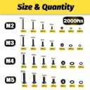 Kadrick Metric Screw Assortment, 2000PCS Metric Bolt Assortment Kit M2 M3 M4 M5 Machine Screws with Lock & Flat Washers, Grade 10.9 Alloy Steel Hex Socket Button Head Black Screws Nuts and Bolts Kit