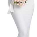 KUTUMAI Fall Long Sleeve Floral Formal Wedding Guest Maxi Dress for Women (White, XL)