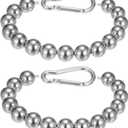 M METERXITY 2 Pack Flagpole Retainer Ring -15 Beads 0.71" Flag Pole Beaded Retainer Ring,Keep Flag Close to Pole with Stainless Steel Cable,Apply to Indoor Outdoor Flagpole(Silver)