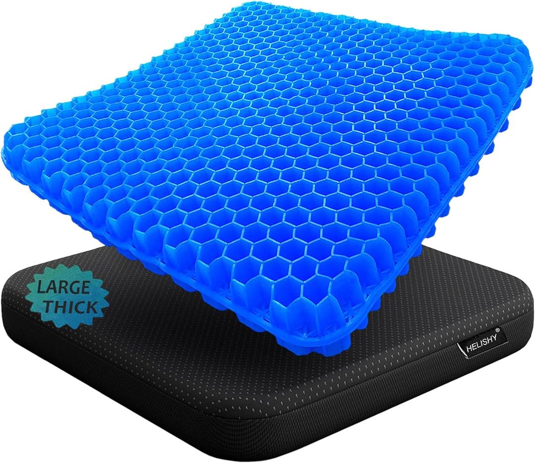 Gel Seat Cushion - 17x17 inch Extra Large Egg Seat Cushion Chair Pads with Non-Slip Cover for Sciatica & Back Pain - Office Chair Car Seat Cushion - Coccyx Cushion for Tailbone Pain (Blue)