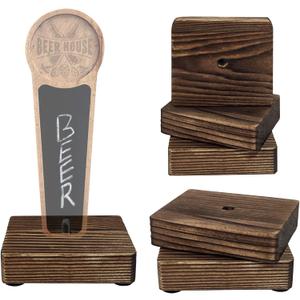 6 Pack Beer Tap Handle Display Stand, Wooden Tap Handle Holder for Bar, Home Brewing, Wedding, Restaurant Countertop Decor