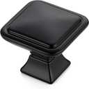 Ravinte 25 Pack Solid Single Hole Square Foot Cabinet Arch Knobs Kitchen Matte Black Knobs Black Drawer Pulls Kitchen Cabinet Hardware Pulls for Cupboard Handles