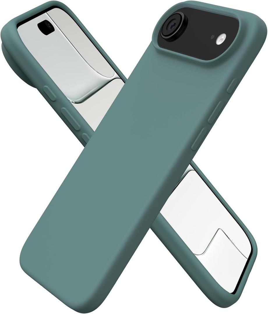 ORNARTO for iPhone Air Case 6.5", Slim Liquid Silicone 3 Layers Soft Gel Rubber Shockproof Protective Cover with Anti-Scratch Microfiber Lining-Pine Green