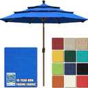 EliteShade USA 10-Year-Non-Fading 9ft 3-Tier Market Patio Umbrella, Commercial Grade Outdoor Table Umbrella with Crank Open, Windproof & UPF 50+ UV Protection, Heavy Duty Ventilation for Garden, Deck, Pool, Backyard, Beach & Bistro, Royal Blue