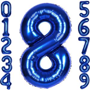 40Inch Navy Blue 8 Balloon Number Large Helium Royal Blue Number Balloons 0-9 Giant Digital 8th Foil Mylar Big Party Balloon for Boy Birthday Party Anniversary Graduation Decorations