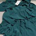 Kikibell Women Summer Dresses Sexy V-Neck Maxi Dress Tiered Silhouette with Flutter Sleeve Backless Elastic Waist Flowy Dress (Small, Dark Green)