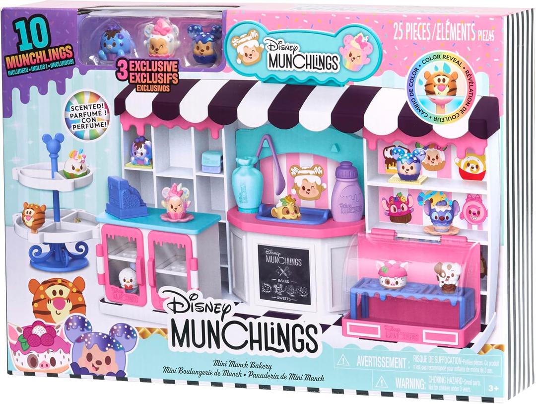 Disney Munchlings Mini Munch Bakery, 25-piece Color Change Figure Playset, 1-inch Collectible Scented Figurines, Kids Toys for Ages 3 Up by Just Play