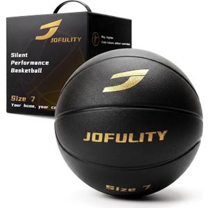 Silent Basketball Size 7, 95% Real Bounce, Airless Indoor Ball, 29.5-Inch, Regulation Weight, PU Foam, Deep Grip Grooves, Quiet Dribbling and Training, No Inflation Needed for Home Practice