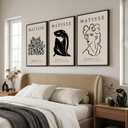 Framed Matisse Canvas Wall Art for Living Room, Set of 3 Abstract Black and White Minimalist Botanical Prints for Walls, Modern Aesthetic Pictures for Bedroom, Dining Room, Hallway and Office, Total Size 30x60, 20"W x 30" H x 3Pcs