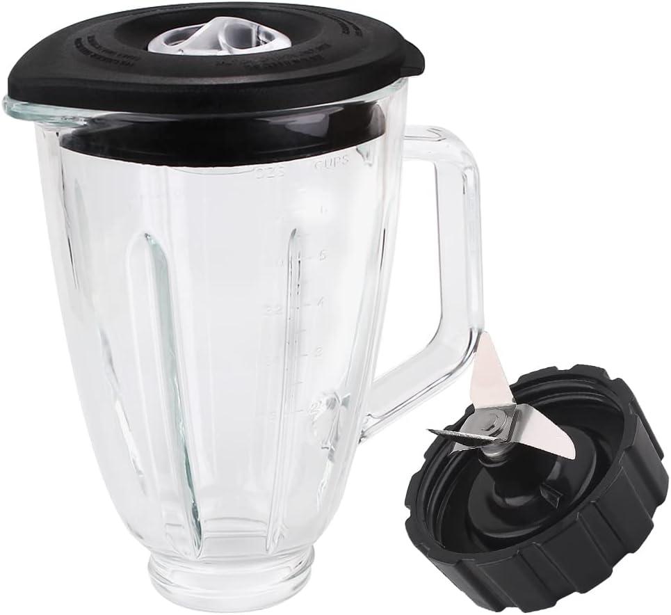 Anbige Replacement Parts 6-cups Glass Jar with Blade and Black Base Bottom Screw Cap,Compatible with Hamilton Beach Blenders Anbige Replacement Parts 6-cups Glass Jar with Blade and Black Base Bottom Screw Cap,Compatible with Hamilton Beach Blenders