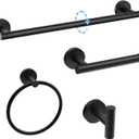 Matte Black Towel Bar Set, Modern 24 Inch Bathroom Hardware Set, Wall Mounted Bathroom Accessories Set, Durable SUS304 Stainless Steel, 4-Piece