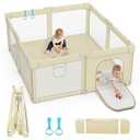 Foldable Baby Playpen: 65" x 50" Super Large Playpen for Babies and Toddlers - Portable Play Pen for Babies with Breathable Mesh & 2 Pulling Handle - Baby Play Yard for Outdoor & Indoor
