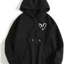Hilinker Womens Graphic Hoodies Drawstring Long Sleeve Sweatshirt with Pocket Pullover. Size L