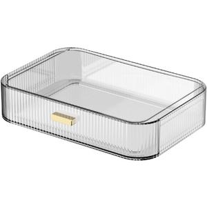 Makeup Organizer with Drawers, Stackable Cosmetics Organizer, Large Make Up Organizer Storage Box, Ideal for Bathroom Countertop and Desk (1 x Drawer, Clear)