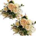 ASTRYAS Artificial Flowers, Small Artificial Peony Silk Flowers Fake Peonies Bouquet Faux Rose Flower Arrangement for Home Party Decoration (Champagne)